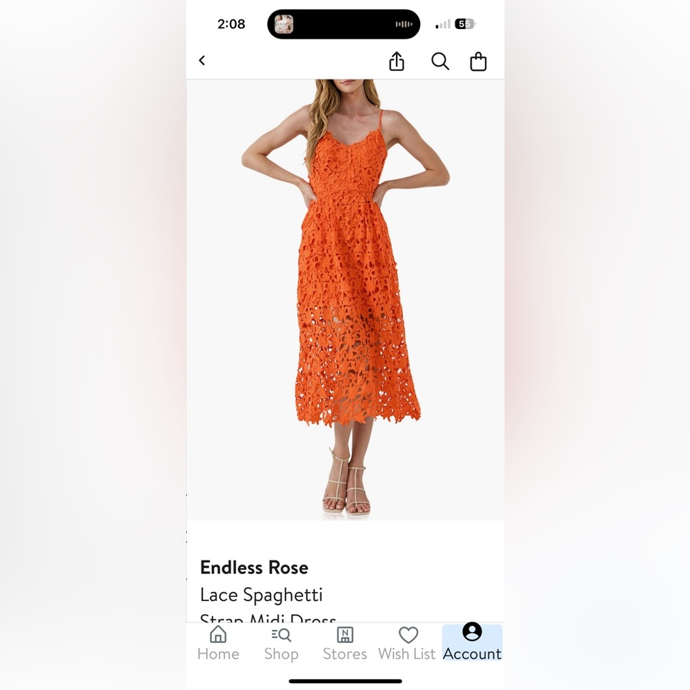 Endless Rose Vibrant Orange Lace Midi Skirt